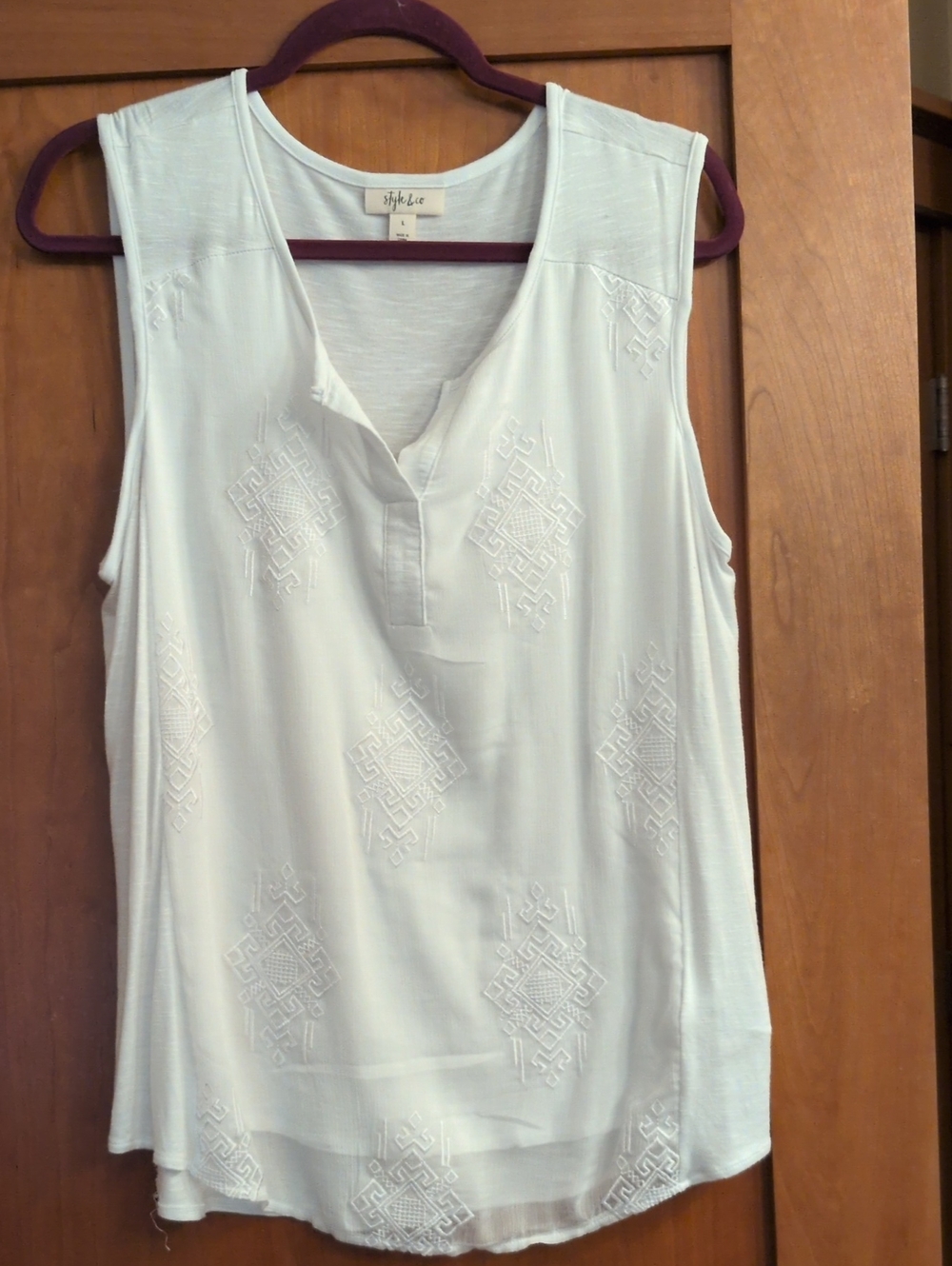 White Sleeveless Embroidered Top